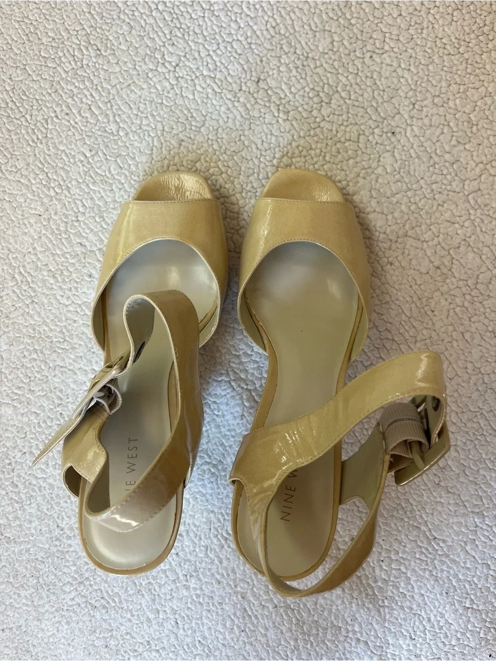Y2K Nine West Buckle Cream High Heels 8 Womens